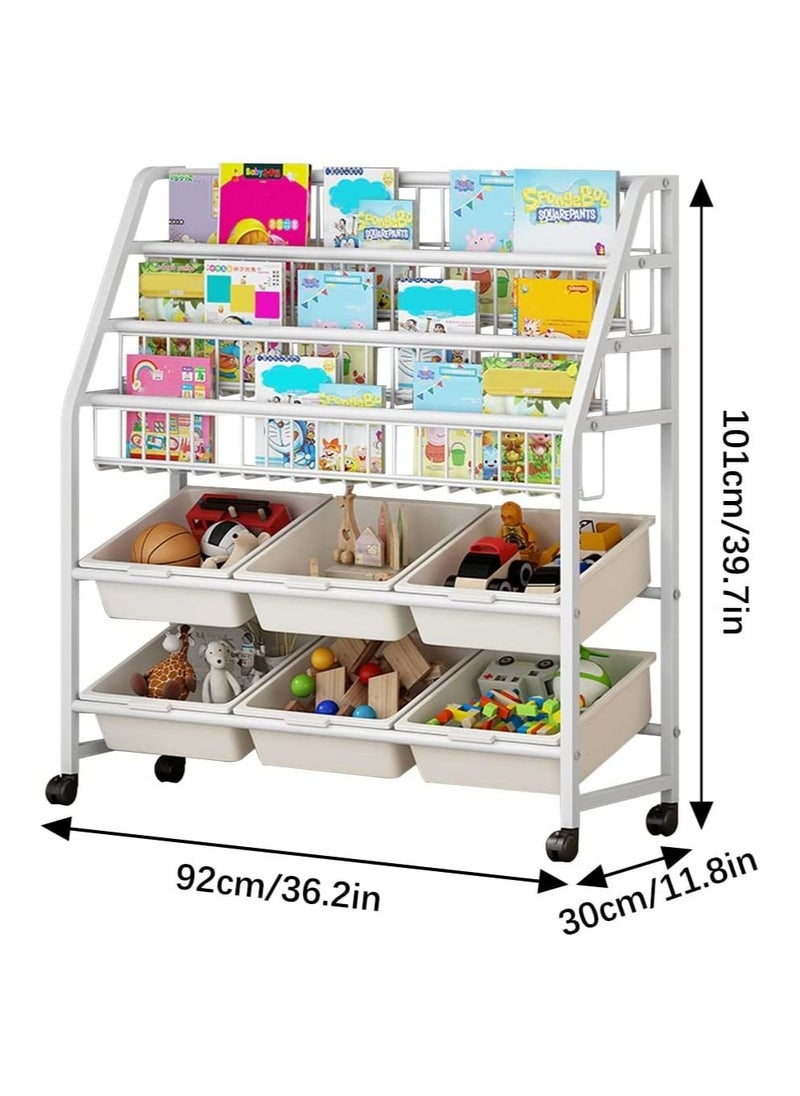DubaiGallery Kids Toy Rack Organizer Cabinet Storage Book Shelf Container Box Baby Children Shelves Bookshelf Organizer Story Book Rack  - Image 2