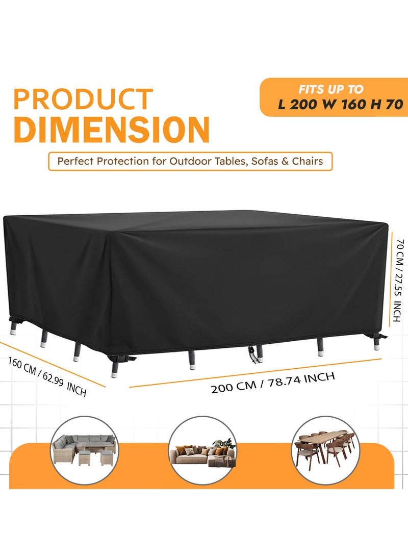 TOPIFY Waterproof Garden Patio Furniture Cover Set, (200 x 160 x 70) Upgraded 210D Heavy Duty Oxford Fabric UV Resistant Protective Covers for Rectangle Table Chair Sofa Outdoor
