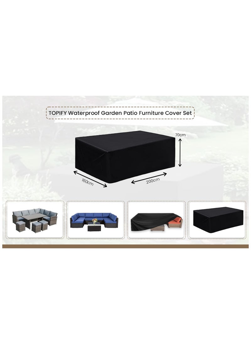 Topify - TOPIFY Waterproof Garden Patio Furniture Cover Set, (200 x 160 x 70) Upgraded 210D Heavy Duty Oxford Fabric UV Resistant Protective Covers for Rectangle Table Chair Sofa Outdoor - Image 1