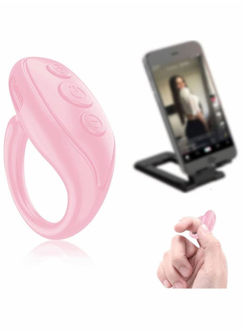 Video Bluetooth Remote Control, Scroll Photograph Page Turner, Mini Wireless Scrolling Ring Give a Like, Up and Down Page, Compatible with iPhone, IPad, Android,iOS -Pink