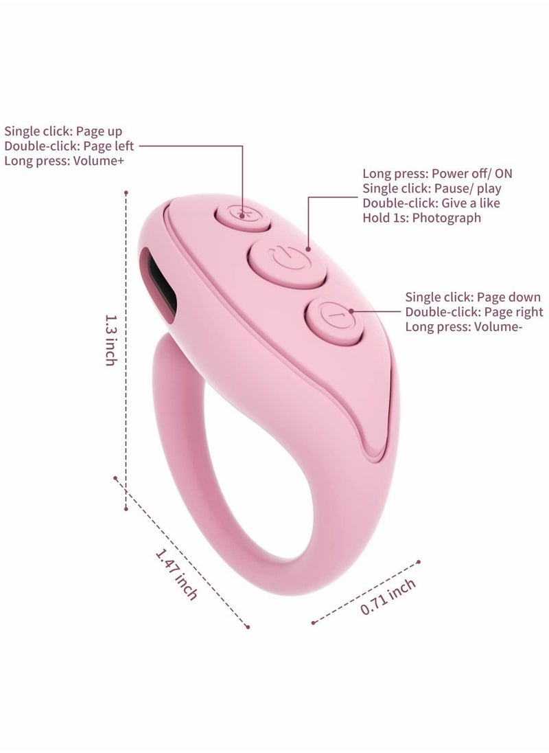 Y&D - Video Bluetooth Remote Control, Scroll Photograph Page Turner, Mini Wireless Scrolling Ring Give a Like, Up and Down Page, Compatible with iPhone, IPad, Android,iOS -Pink - Image 1