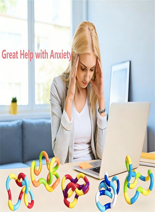 ألعاب فيدجيت حسية - 10 قطع متعددة الألوان من ألعاب فيدجيت الملتوية للبالغين والأولاد والبنات للاسترخاء وتخفيف التوتر والقلق وإزالة الضغط والضغط واللف وسلسلة دوارة كهدية بديلة - Image 2