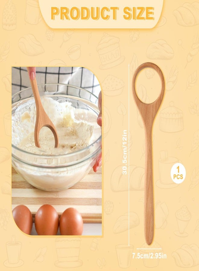NQEUEPN Wooden Dough Whisk, Bread Whisking Tool Wooden Danish Dough Spurtle Wood Sourdough Dutch Stirrer for Mixing Yeast Bread Egg Pizza and Pastry Making(Wood Color) - Image 2