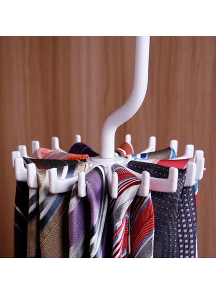 360 Degree Twirl Ties Rack Organizer Belt Hanger Hook for Closet Organizer Storage, White  - Image 4