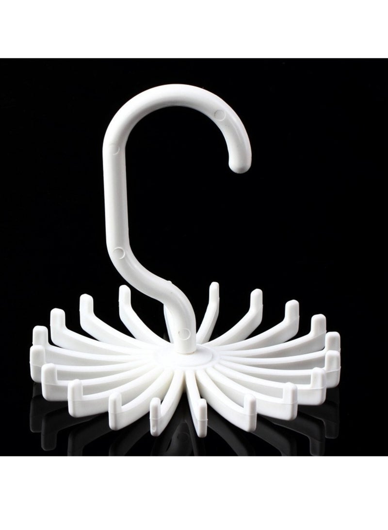 360 Degree Twirl Ties Rack Organizer Belt Hanger Hook for Closet Organizer Storage, White  - Image 1