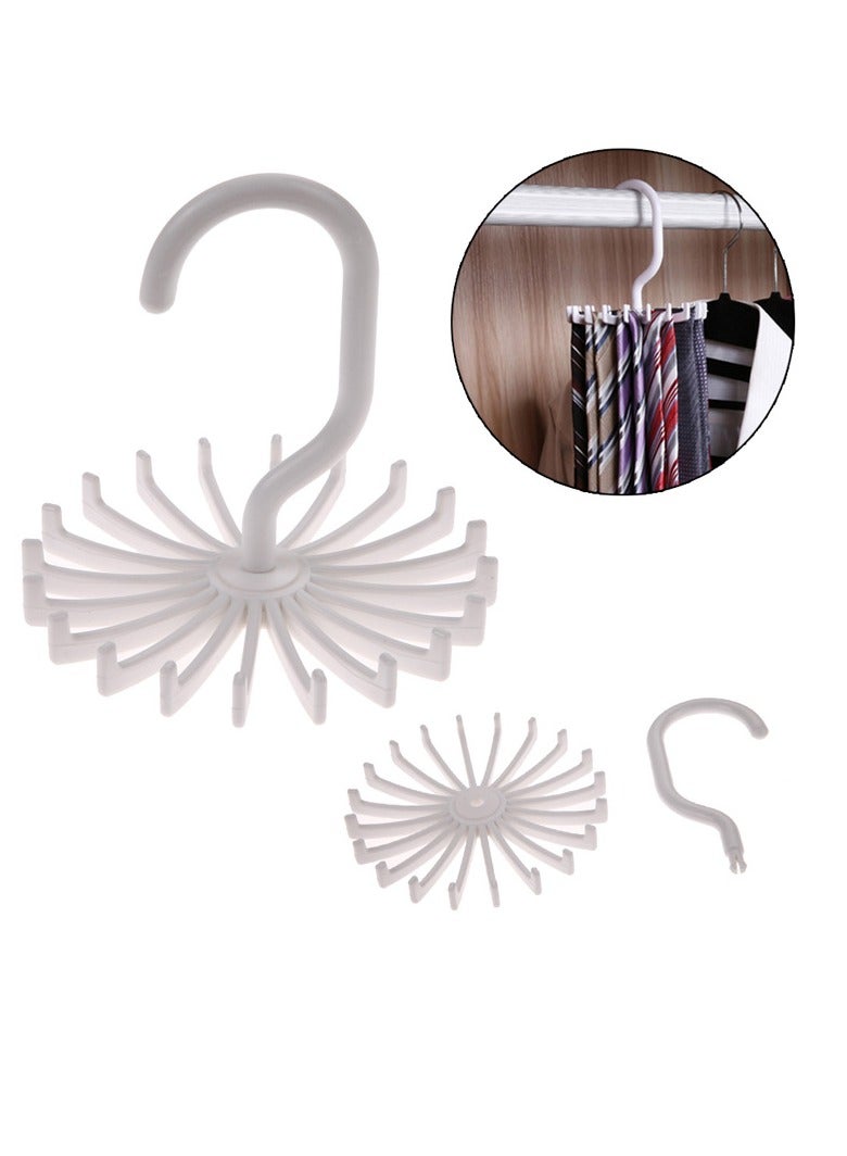 360 Degree Twirl Ties Rack Organizer Belt Hanger Hook for Closet Organizer Storage, White  - Image 3