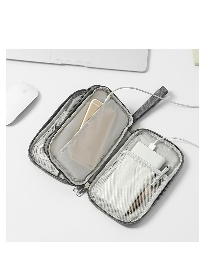 Cable Organizer Bag Portable Tech Travel Pouch With Zipper Multiple Electronic Storage Pockets For Cable Cord Charger Phone Earphone SD Card Blue  - Image 4