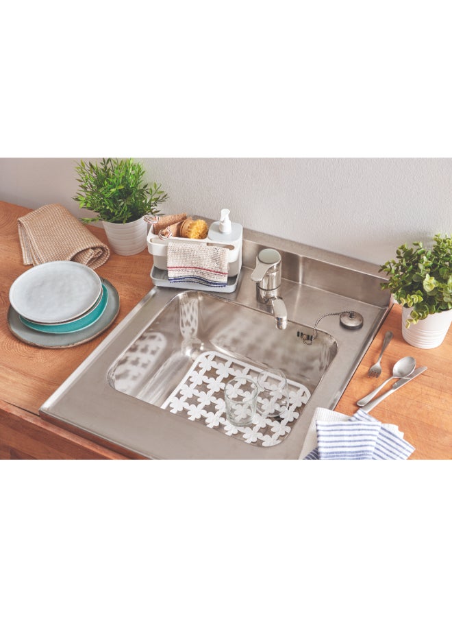 Snips Flower Pattern Polypropylene Square Sink Mat White 30 x 30 cm 044338 - Image 4