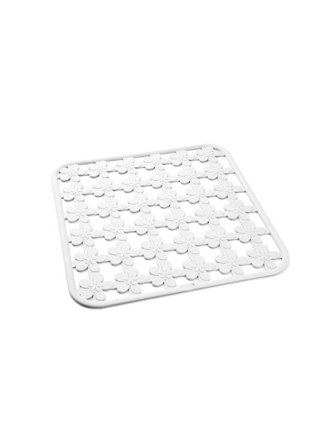 Snips Flower Pattern Polypropylene Square Sink Mat White 30 x 30 cm 044338 - Image 2