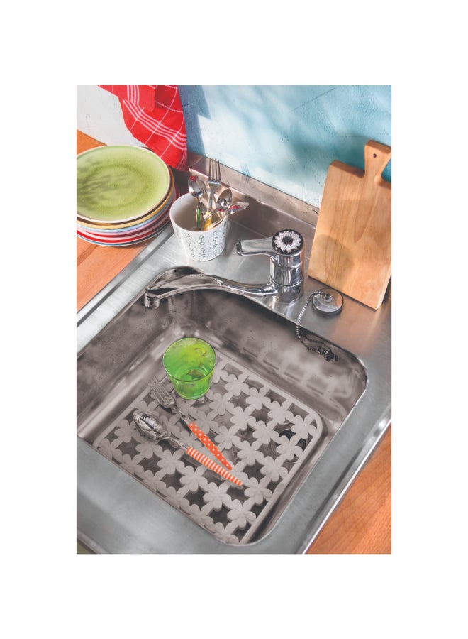 Snips Flower Pattern Polypropylene Square Sink Mat White 30 x 30 cm 044338 - Image 3
