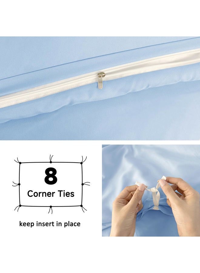 Mejoroom Lake Blue Duvet Cover Queen Size – Queen Duvet Cover Set - Soft and Breathable Comforter Cover with Zipper Closure, 3Pieces, 1 Duvet Cover (90x90”) and 2 Pillow Shams(20x26”) - Image 4