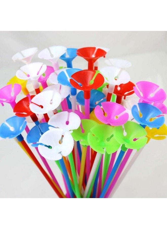 GiftExpress 120Pcs 12" Balloon Sticks Assorted Colors, Plastic Balloon Holders And Cups For Birthday Party, Wedding, Anniversary Decorations  - Image 3