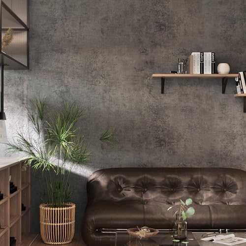 Holomey Stained Concrete Peel and Stick Wallpaper 16x354 inch Faux Concrete Look Wallpaper Removable Self-Adhesive Modern Industrial Metallic Style Decorative Wall Paper for Living Room Bedroom Garage - Image 2