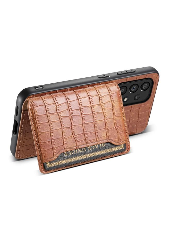 اس-توب جراب لهاتف Samsung Galaxy A53 5G بتصميم حقيبة بطاقات من نسيج التمساح مع تغطية كاملة - Image 4