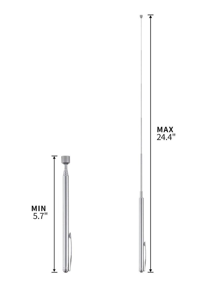 5LBs Telescoping Magnetic Pickup Tool, with Pen Clip Design, Magnet Stick Rod Extendable 5.7" to 24.4" for Men, Birthday, Father's Day Gift (4Pcs)  - Image 3