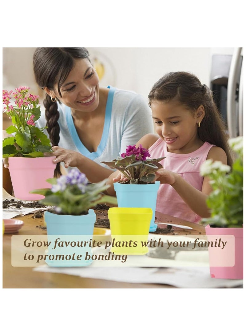 NANAO 30 PCS Colorful Plastic Plants Nursery Pot, SquareNursery Pots Set with Drainage Holes and Tray, Small Plant Pots for Indoor Outdoor Plants, Garden, Home Balcony Decorations  - Image 5