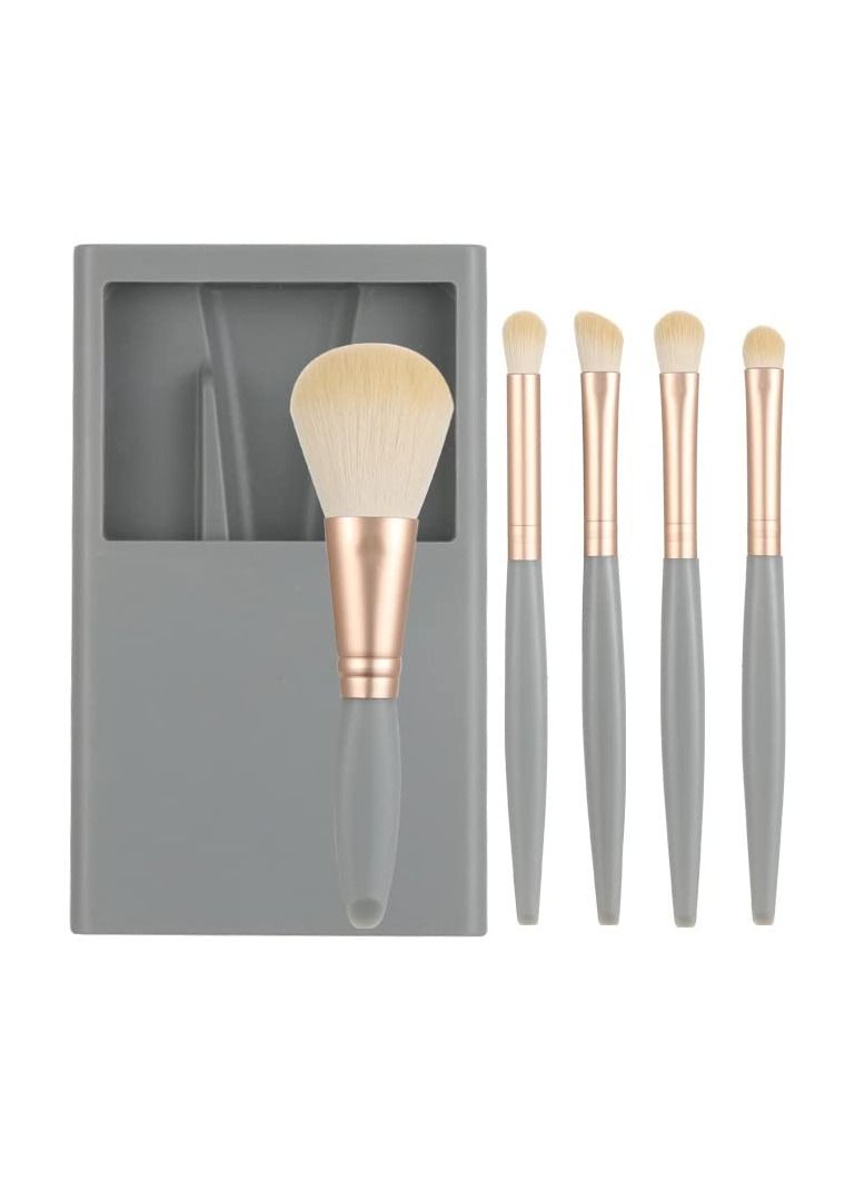 SYOSI 5Pcs Mini Makeup Brush, Portable Travel Makeup Brush Set Portable Travel Foundation Powder Brush with Case and Mirror for Blending Liquid, Blush or Flawless Powder Cosmetics - Image 1