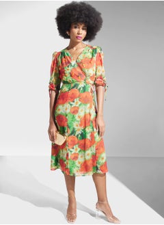 Hope & Ivy Tie Waist Floral Wrap Dress  - Image 1