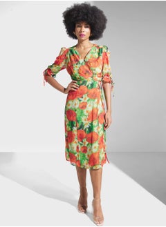 Hope & Ivy Tie Waist Floral Wrap Dress  - Image 4