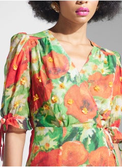 Hope & Ivy Tie Waist Floral Wrap Dress  - Image 3
