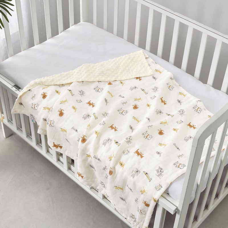 CREVENT 30''X40'' Organic Muslin Cotton Baby Blanket for Newborns, Soft Mink Backing, Essential for Baby Shower Birthday Gift - Animal 75X100cm - Image 4