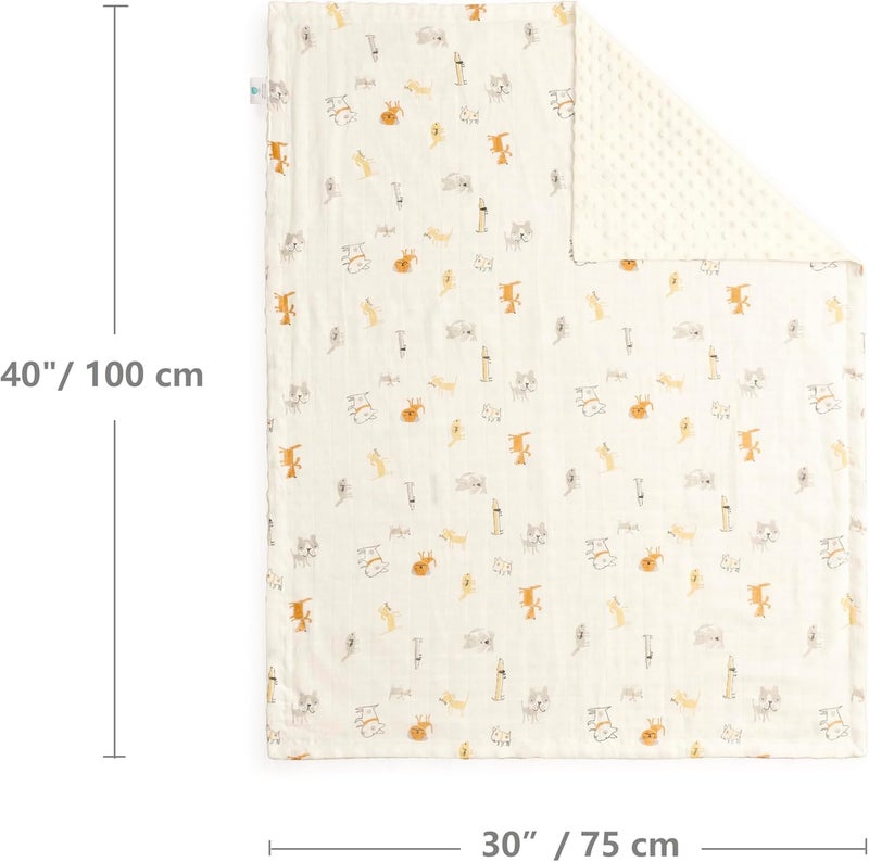 CREVENT 30''X40'' Organic Muslin Cotton Baby Blanket for Newborns, Soft Mink Backing, Essential for Baby Shower Birthday Gift - Animal 75X100cm - Image 5