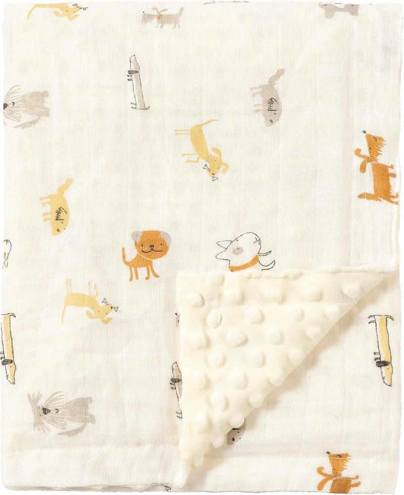 CREVENT 30''X40'' Organic Muslin Cotton Baby Blanket for Newborns, Soft Mink Backing, Essential for Baby Shower Birthday Gift - Animal 75X100cm - Image 1