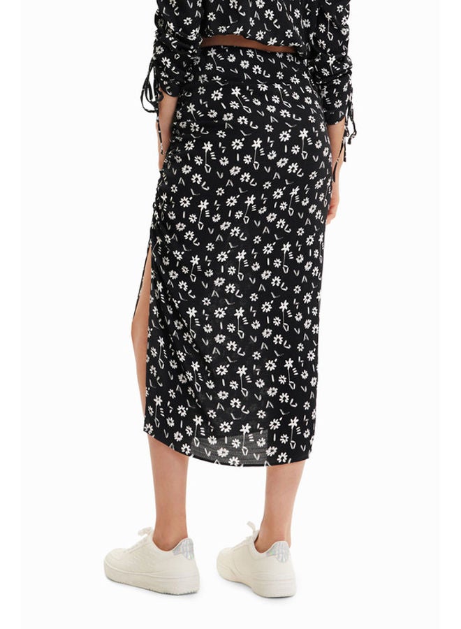 DESIGUAL Floral slit midi skirt  - Image 4