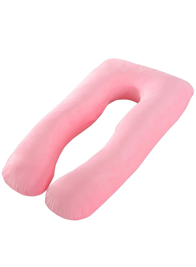 50 inches Pregnancy Pillows for Sleeping U Shaped Maternity Full Body Pillow for Pregnant Women with Hip Leg Back Belly Support Washable Velour Cover Included Pink - Image 1