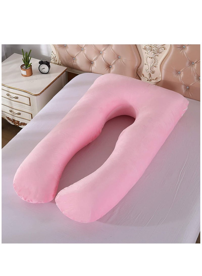 50 inches Pregnancy Pillows for Sleeping U Shaped Maternity Full Body Pillow for Pregnant Women with Hip Leg Back Belly Support Washable Velour Cover Included Pink - Image 5