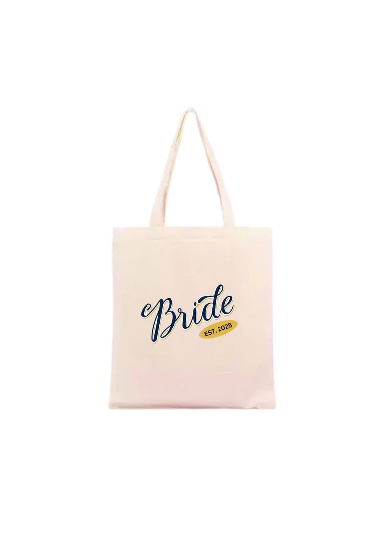 PRINTSHOP4ME Bride Est Cotton Tote Bag For Weddings And Bachelorette Parties-Perfect For Brides And Bridesmaids-Wedding Gift Bag - Image 1