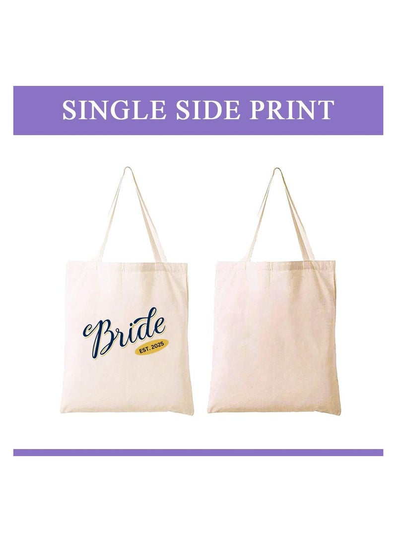PRINTSHOP4ME Bride Est Cotton Tote Bag For Weddings And Bachelorette Parties-Perfect For Brides And Bridesmaids-Wedding Gift Bag - Image 2
