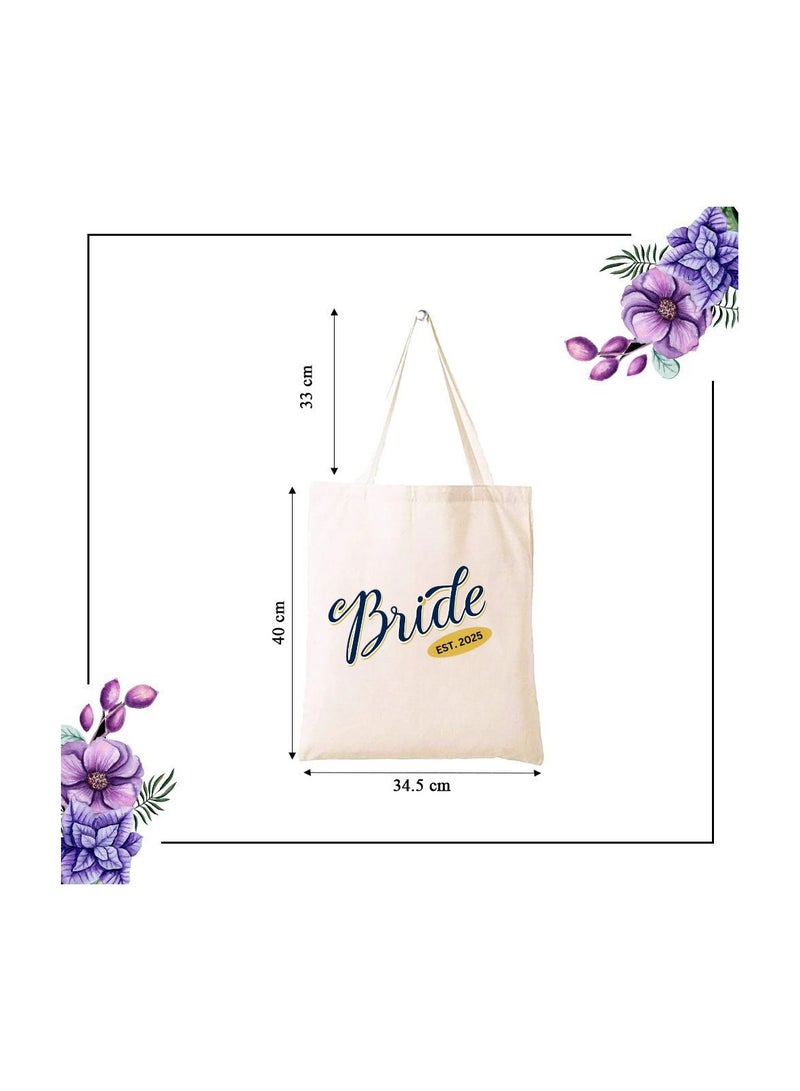 PRINTSHOP4ME Bride Est Cotton Tote Bag For Weddings And Bachelorette Parties-Perfect For Brides And Bridesmaids-Wedding Gift Bag - Image 3