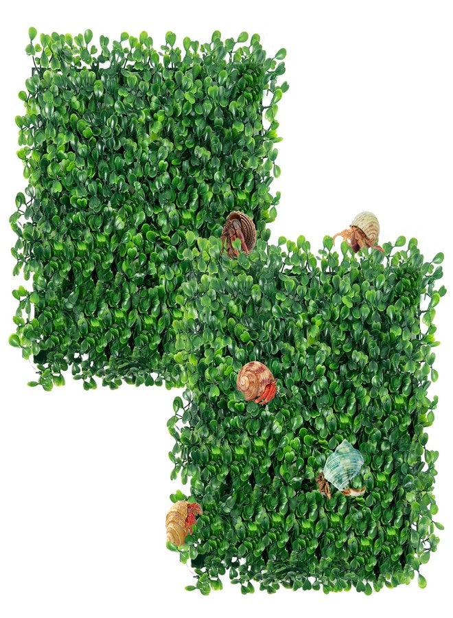 Rainmae 2Pack Faux Grass Mat Fake Turf Hermit Crab Climbing Wall, Hermit Crab Climbing Toys, Plastic Aquarium Plants Lawn Hermit Crab Supplies Climbing and Hide Toy for Gecko Reptile Lizard 10x10 inch - Image 1