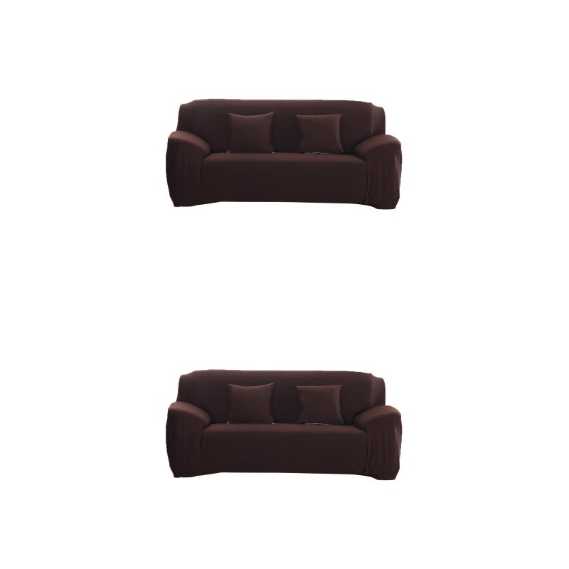 2pcs Three-seat High Elasticity Anti- Chair Covers Sofa Cover Slipcover Couch (Coffee) - Image 5
