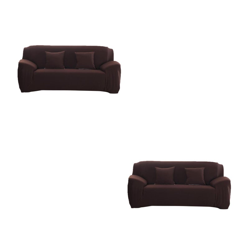2pcs Three-seat High Elasticity Anti- Chair Covers Sofa Cover Slipcover Couch (Coffee) - Image 4