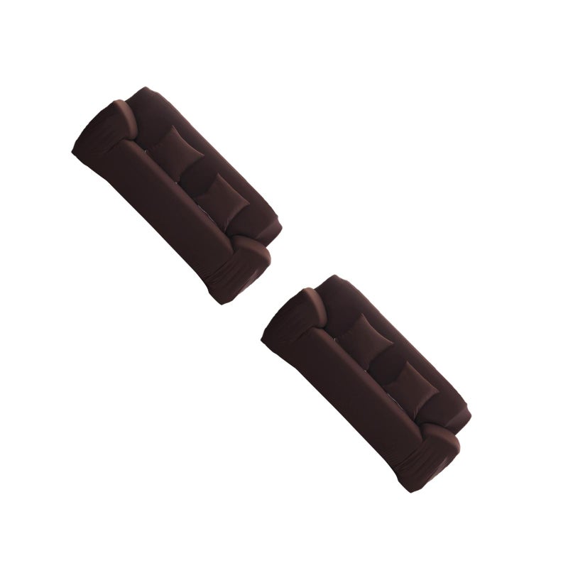2pcs Three-seat High Elasticity Anti- Chair Covers Sofa Cover Slipcover Couch (Coffee) - Image 1