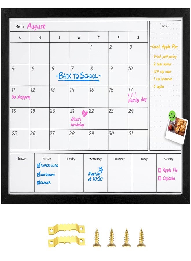 Aitakatta 3-in-1 Dry Erase Calendar for Wall, 23.6x17.7 inches Magnetic Surface Monthly & Weekly Planner Whiteboard, Dry Erase Board with Black Wood Frame, Hanging White Board Calendar(YL+ZL-BK,4560) - Image 1