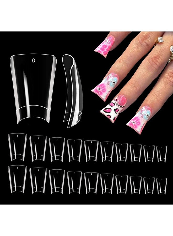 Dudjndjd Short Duck Nail Tips, 500Pcs Half Cover Duck Acrylic Nails, Clear Duck Feet Flare Nail Tips For Acrylic Nails, Extra Short Fan Wide French False Nail Extension For Nail Salon 10 Sizes - Image 1