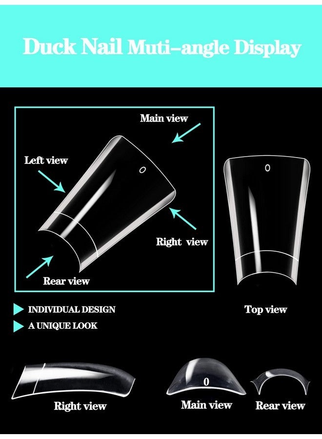Dudjndjd Short Duck Nail Tips, 500Pcs Half Cover Duck Acrylic Nails, Clear Duck Feet Flare Nail Tips For Acrylic Nails, Extra Short Fan Wide French False Nail Extension For Nail Salon 10 Sizes - Image 4