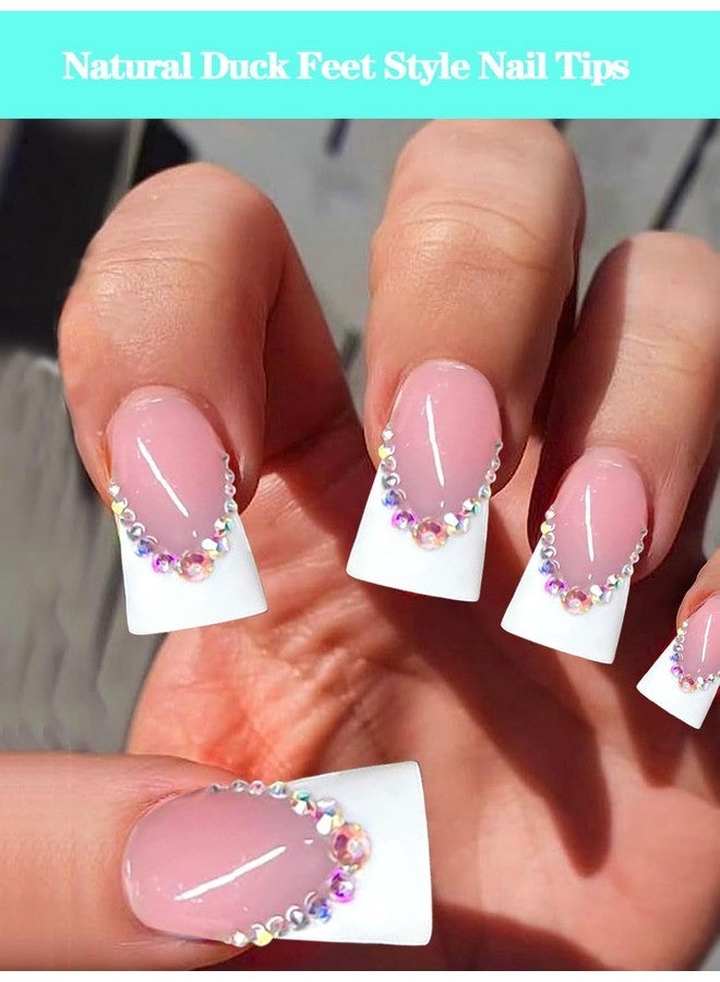 Dudjndjd Short Duck Nail Tips, 500Pcs Half Cover Duck Acrylic Nails, Clear Duck Feet Flare Nail Tips For Acrylic Nails, Extra Short Fan Wide French False Nail Extension For Nail Salon 10 Sizes - Image 2