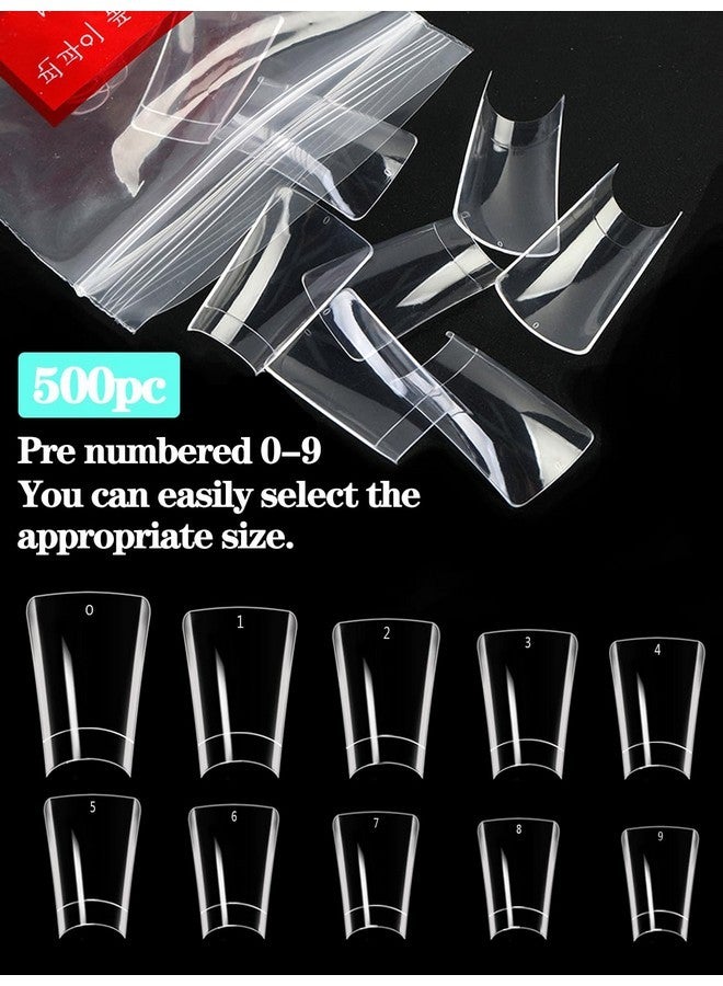 Dudjndjd Short Duck Nail Tips, 500Pcs Half Cover Duck Acrylic Nails, Clear Duck Feet Flare Nail Tips For Acrylic Nails, Extra Short Fan Wide French False Nail Extension For Nail Salon 10 Sizes - Image 3