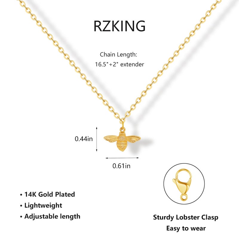 RZKING Funny Bee Gifts for Women, Dainy Golden Bee Necklace Friend Birthday Gifts for Women (Bees) - Image 2