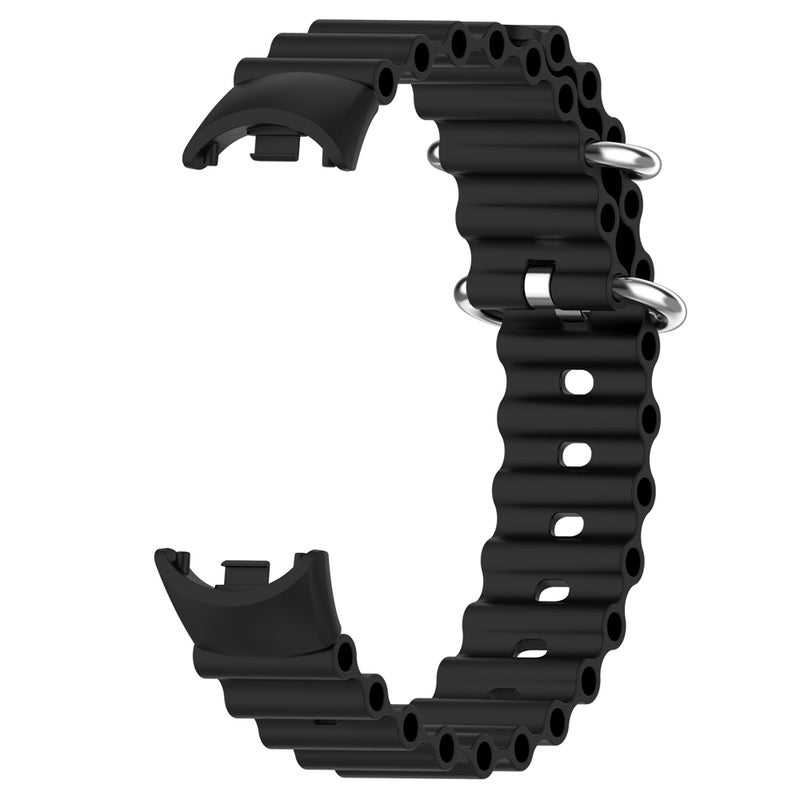 erorex For Xiaomi Mi Band 8 Ocean Silicone Watch Band(Black) - Image 3