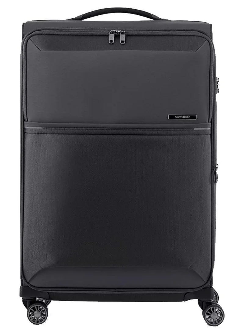 Samsonite 71 73h suitcase check-in size 71 cm / 26 inch, 4 spinner wheels, 100% nylon, black|soft top|front pocket compartment|tsa combination lock|expandable - 10 years international warranty  | Best Price UAE