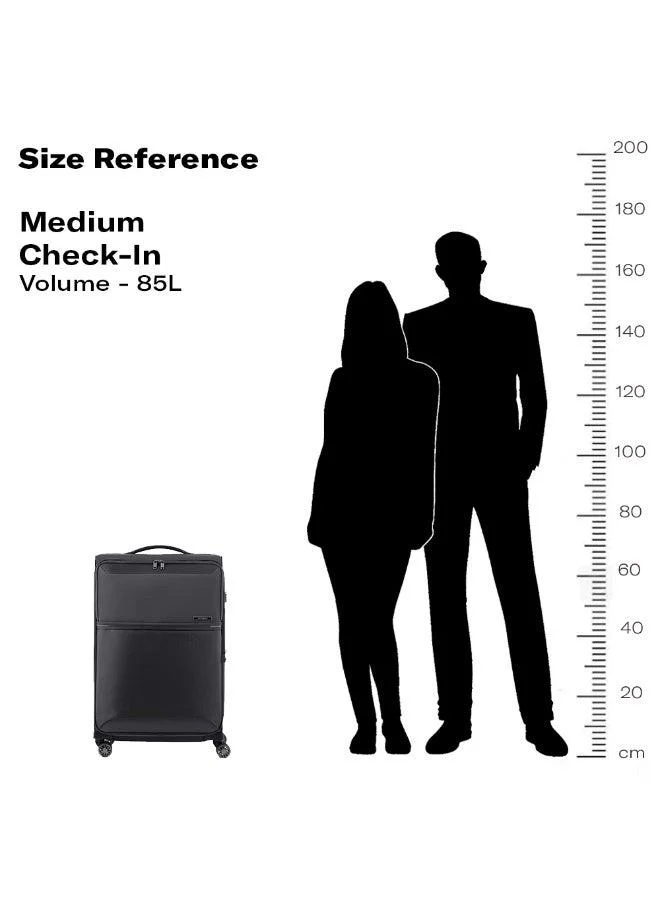 Samsonite 71 73h suitcase check-in size 71 cm / 26 inch, 4 spinner wheels, 100% nylon, black|soft top|front pocket compartment|tsa combination lock|expandable - 10 years international warranty  | Best Price UAE