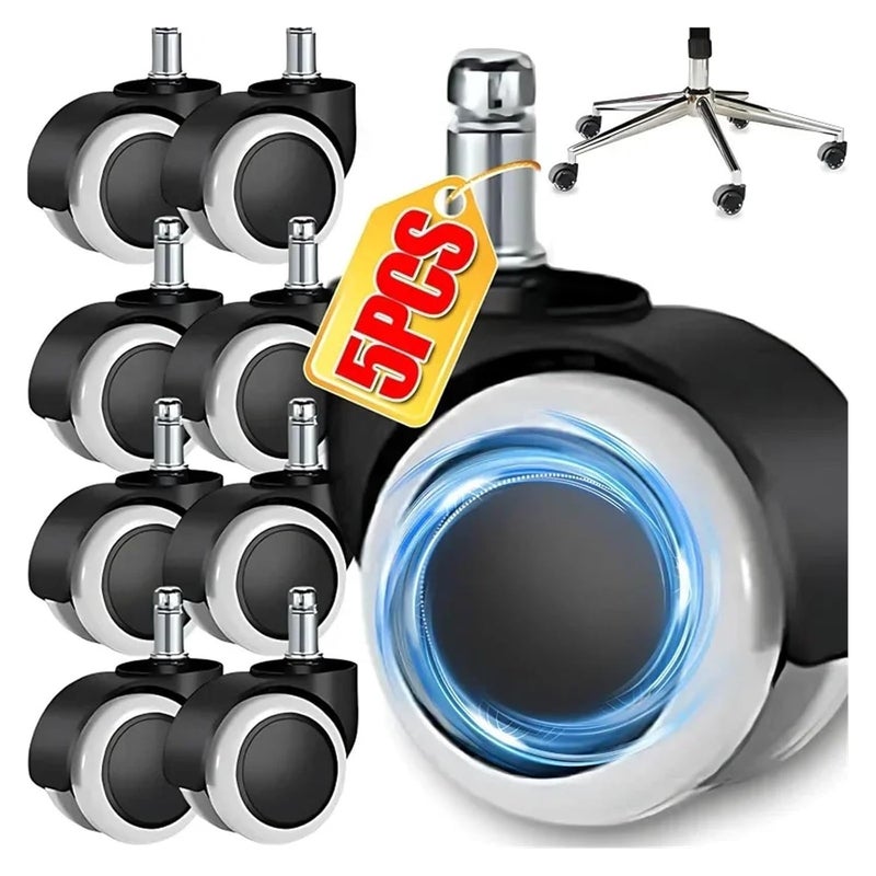 Heavy Duty Soft Mute Office Chair Caster Wheels Replacement 5PCS Set - Image 3