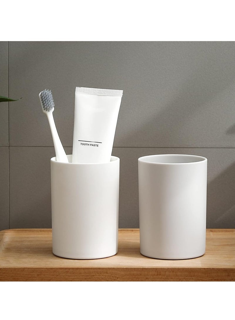 MIXDE Bathroom Tumbler Cup Set, 10.5oz Reusable Unbreakable Toothbrush Cups, Easy to Clean Plastic Mouthwash Cups, Toothbrush Holder for Your Bathroom, 2PCS  - Image 1