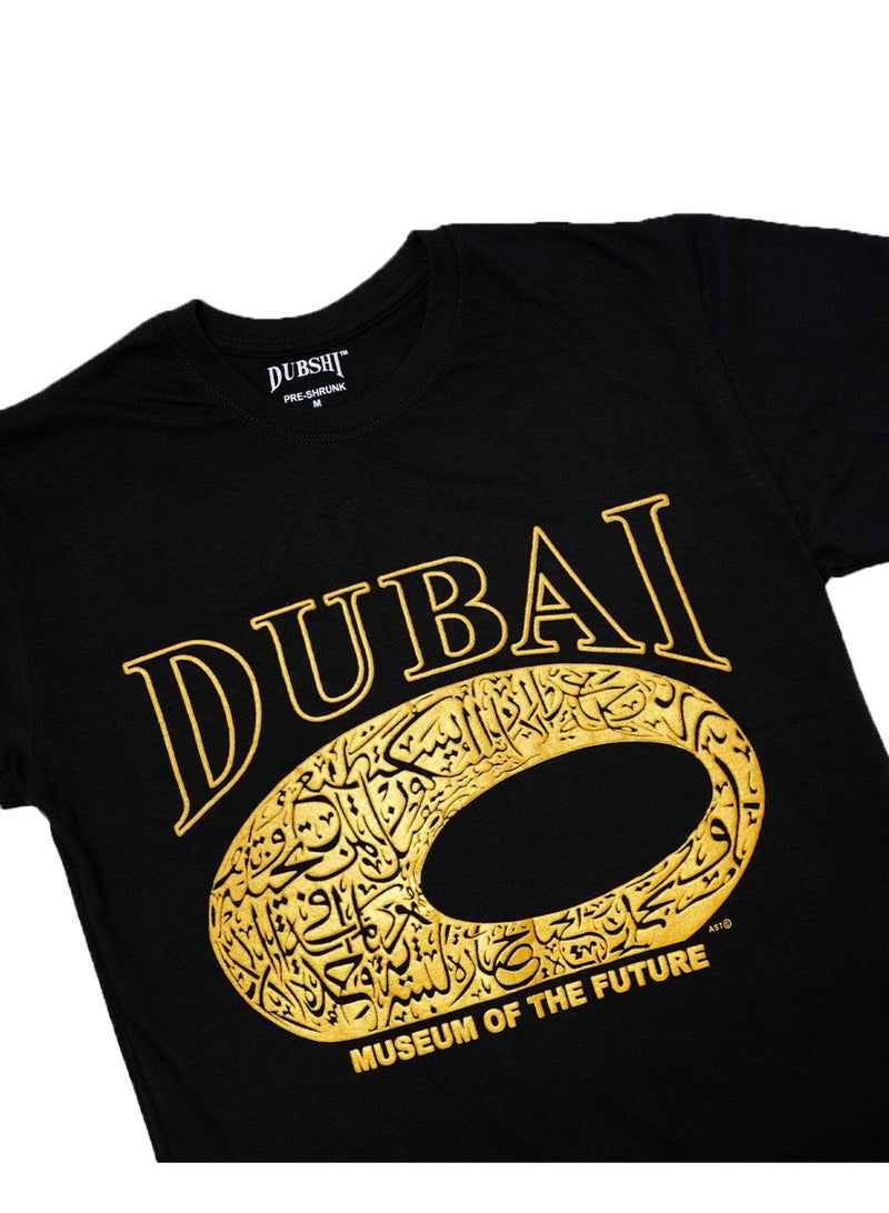 Dubshi Dubai T Shirt Black Gold D216 - Image 1