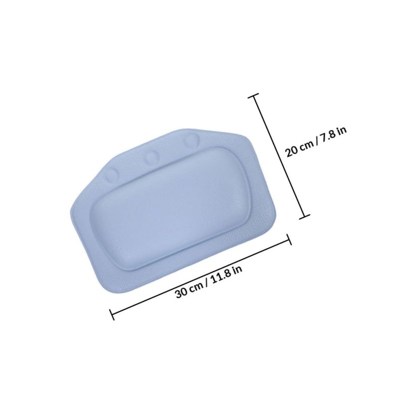 Bath Pillow Set with Suction Cups for Bathtub Head Support Blue and White - Image 3